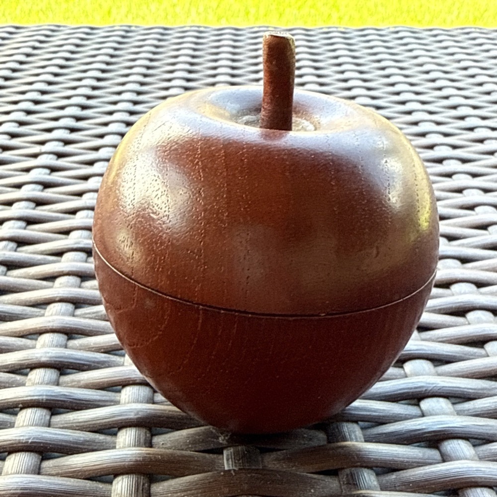 Vintage Crowning Touch Thailand Wooden Apple Storage Jar Container